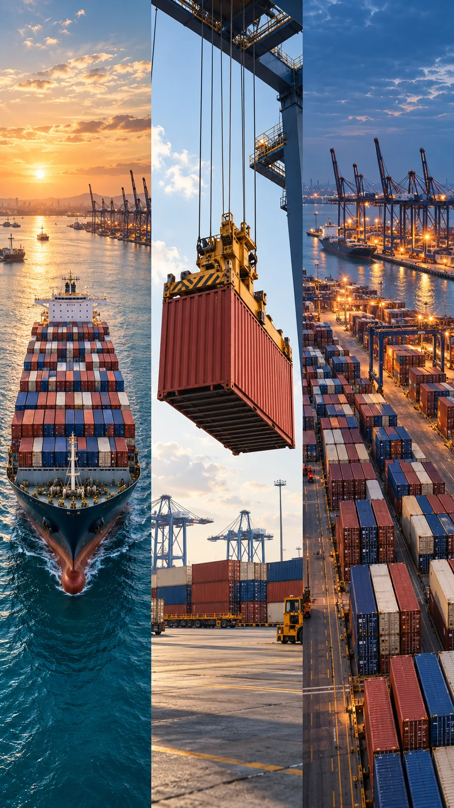 China to Sudan ocean freight triptych